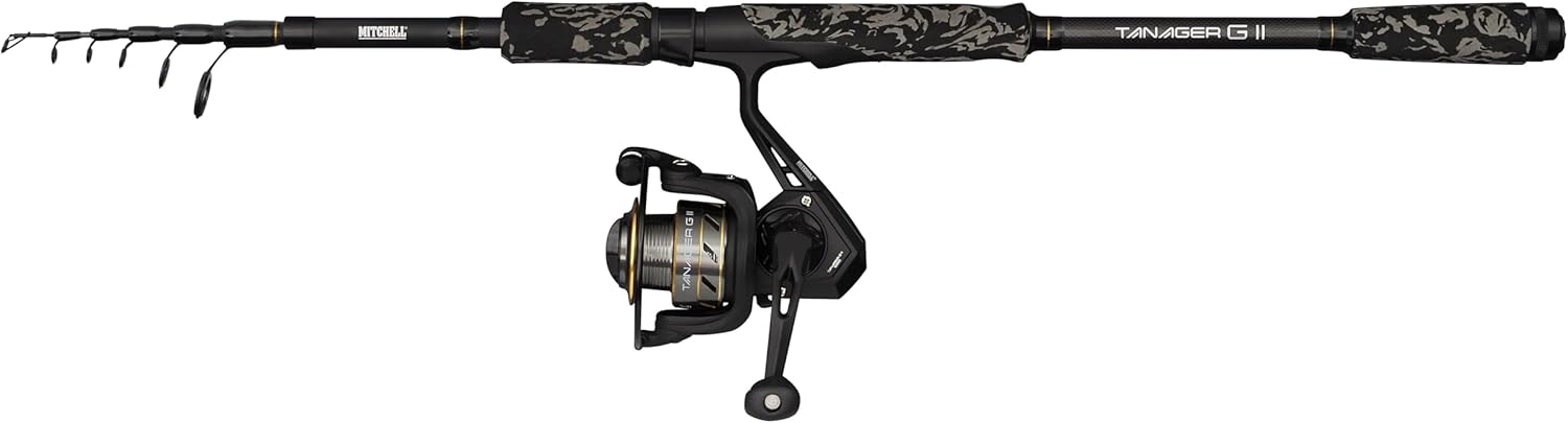 Tanager G2 Telespin Combo - Ensemble Canne à pêche télescopique Portable et Moulinet pour la pêche en Eau Douce - Débutants et intermédiaires - Plusieurs Options Disponibles