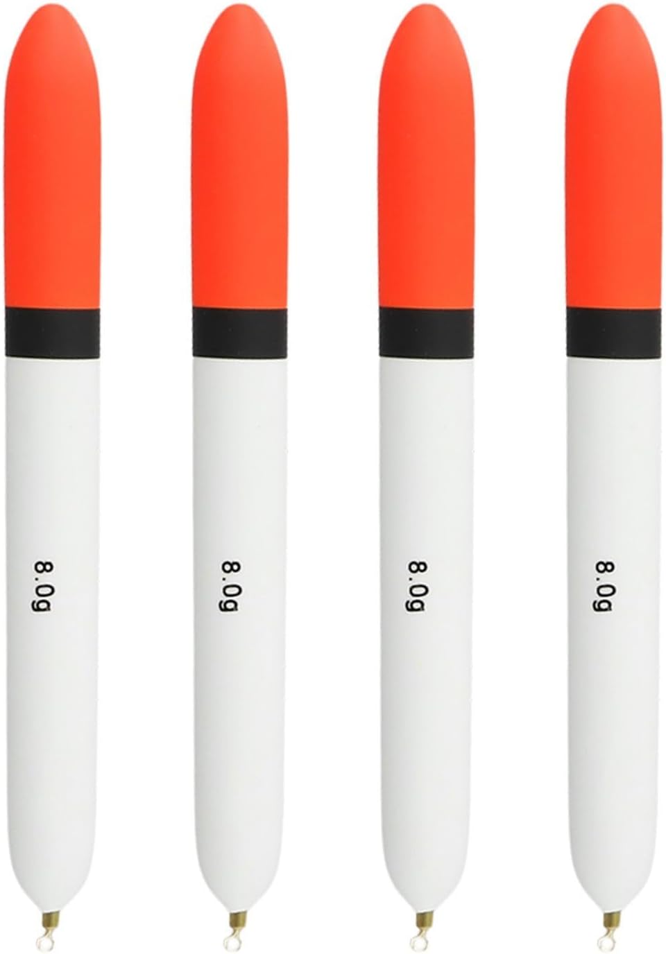 Lot de 4 flotteurs de pêche en bois de baumier, 15 x 1,5 cm, pointe orange vif, 8 g, convient pour la chasse au brochet, au crappie et au doré jaune 4PCS