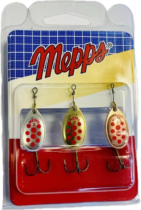 MEPPS - Kit DE 3 Cuillères AGLIA - Idéal Pour La Truite Et Autres Carnassiers - Motif Points Rouge - 1x Argent 1x Or 1x Cuivre N°1