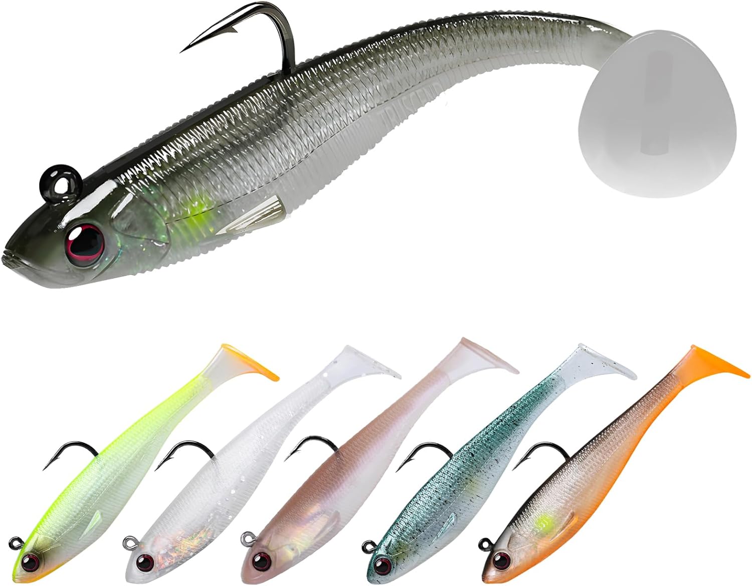 Leurres Souples de Pêche Pré-mâchés, Formule Japonaise, Swimbait de Grande Action avec Spinner, Matériel de Pêche Toutes Conditions pour Bass Trout Walleye, Crappie Fishing Jigs