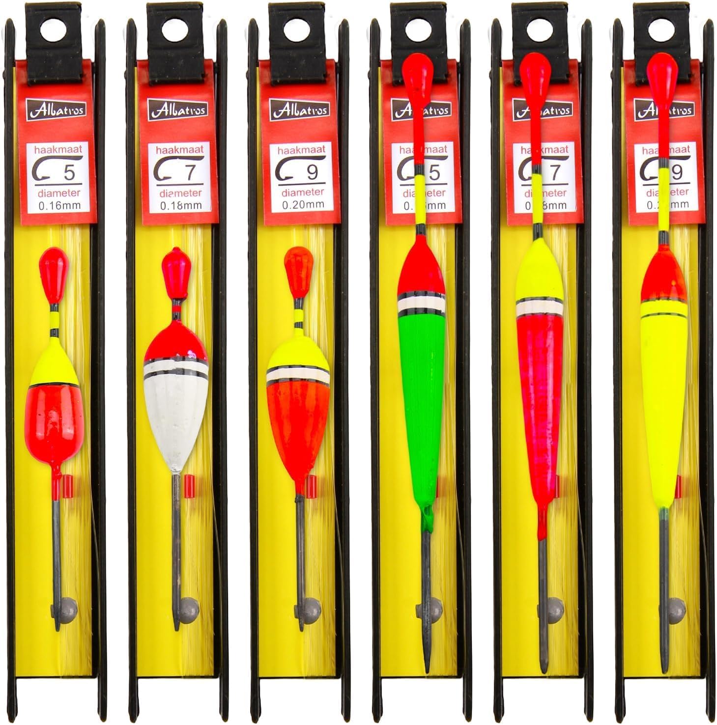 Unikeen 6 Pièces Flotteur de Pêche avec Plomb, Ligne de Pêche et Hameçon Ligne et hameçon (5#, 7#, 9#) Mousse Bobbers avec Plomb pour Poissons Flottants, Convient pour la Rivière, l'Étang