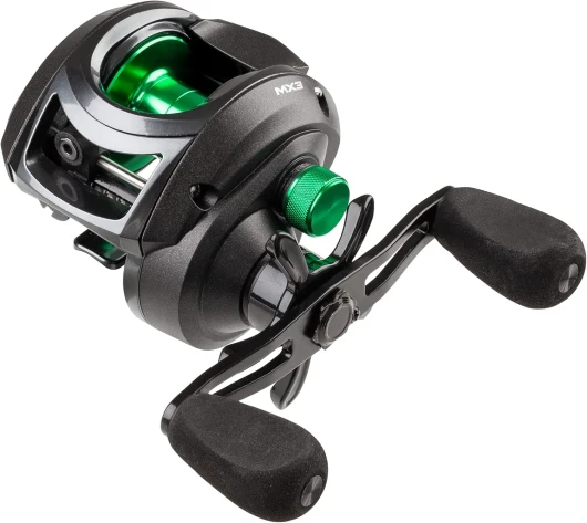 MX3 Baitcaster Fishing Reel - Strong Super Smooth Baitcaster Reels with Centrifugal Braking System and 4 + 1 Anti-Corrosion Ball Bearings for Fishing for Pike, Perch, Zander Black/Green LP Simple