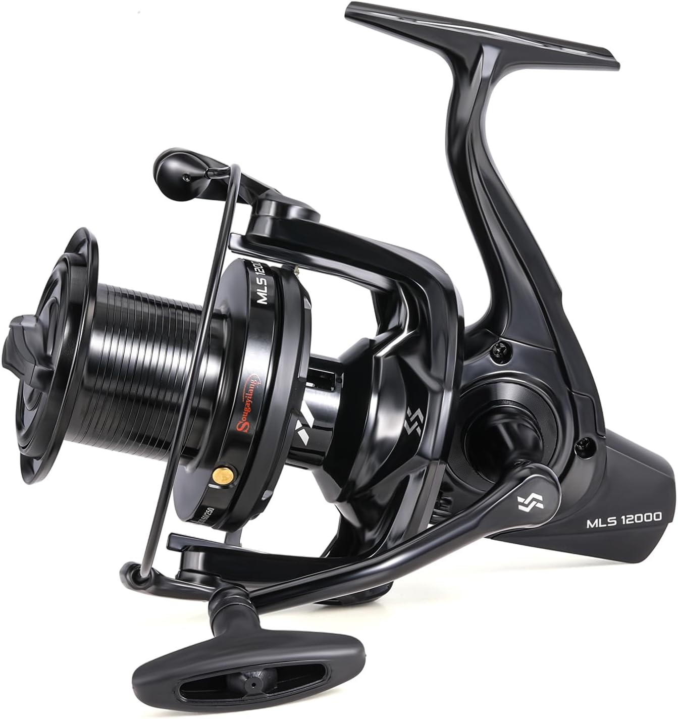 Sougayilang Moulinet de pêche au surf, 11 + 1BB en acier inoxydable, série 10000 super puissant, bobine de capacité de ligne surdimensionnée pour moulinet de pêche à la carpe en eau salée/eau douce Noir-12000