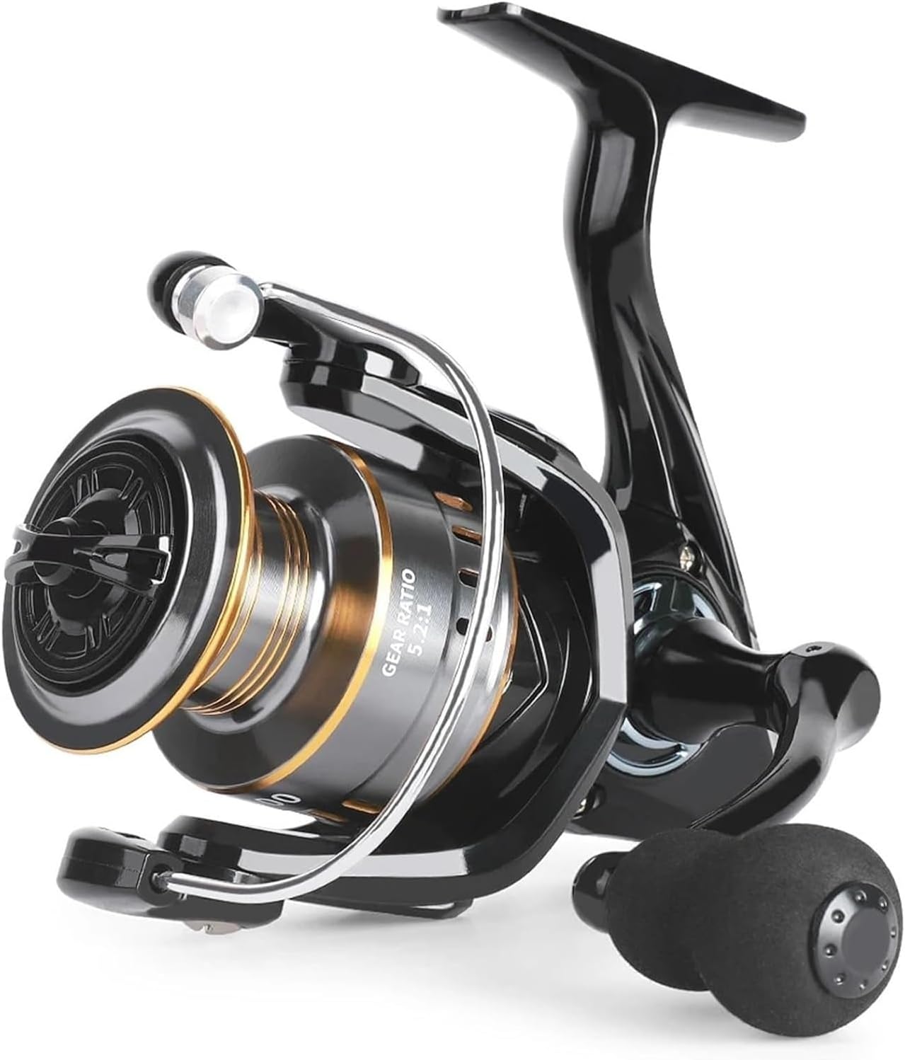 Moulinet de pêche à Tambour Fixe, Ultra léger, Professionnel, 1000 à 7000 Tours/Minute, Rapport de Vitesse 5,2:1, Frein Maximal de 11,9 kg, Bobine en métal CNC Dark Gray 2000 Series