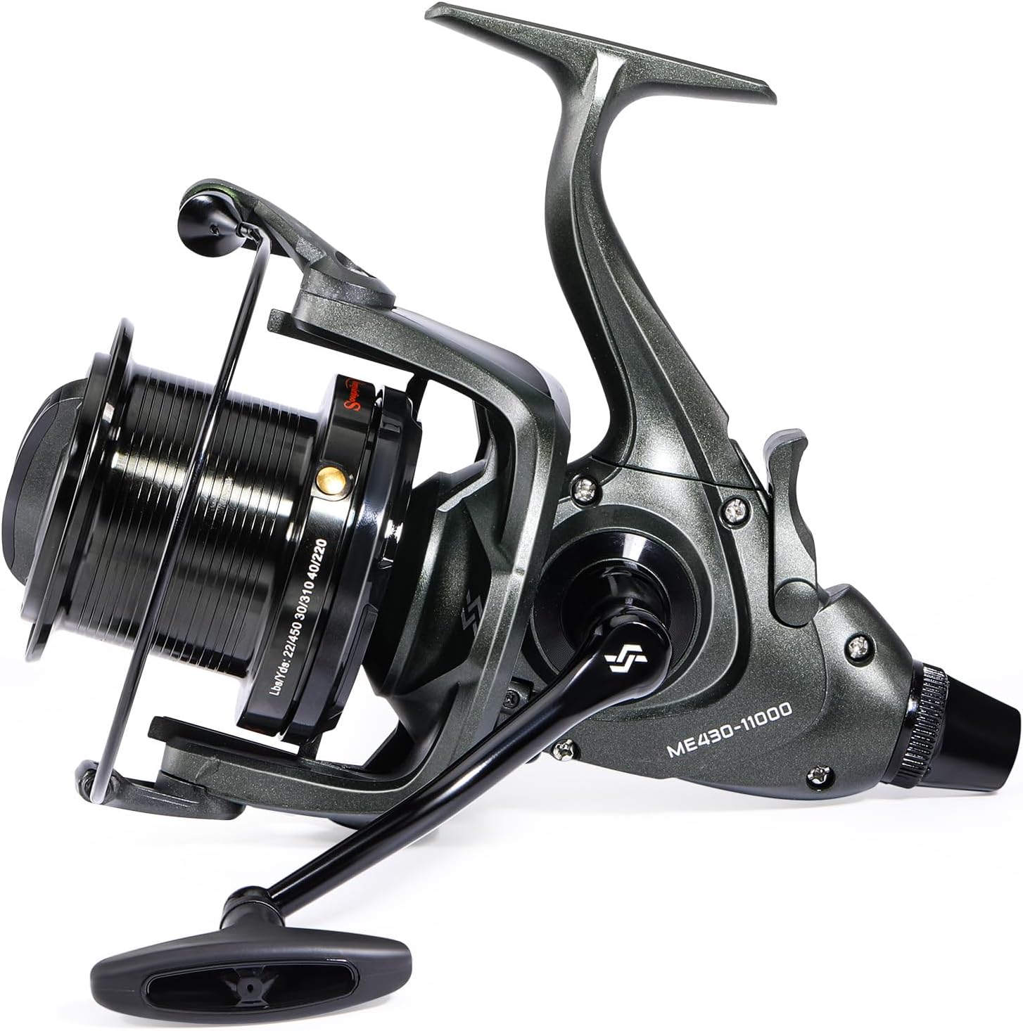 Sougayilang ME430 Moulinet de pêche à la carpe, 11000/12000 grande capacité de ligne, moulinet de pêche à la carpe 13 + 1BB lisse et puissant, rapport de vitesse 4,6:1 pour eau salée et eau douce