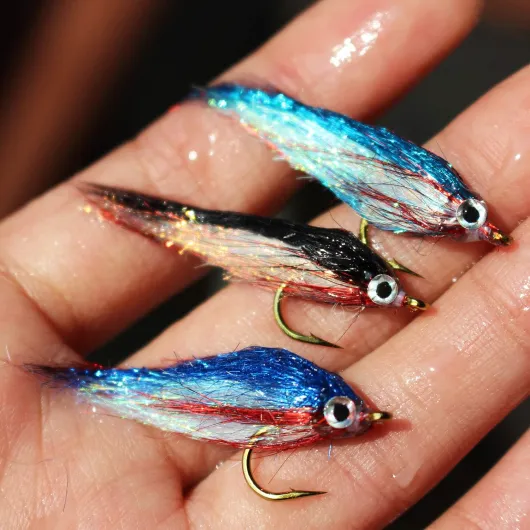Tigofly Lot de 12 mouches artificielles imitant un vairon blessé, fabriquées dans des matériaux brillants et visibles sous l'eau, mouches artificielles, tête en acier, pour truite et saumon, taille 8