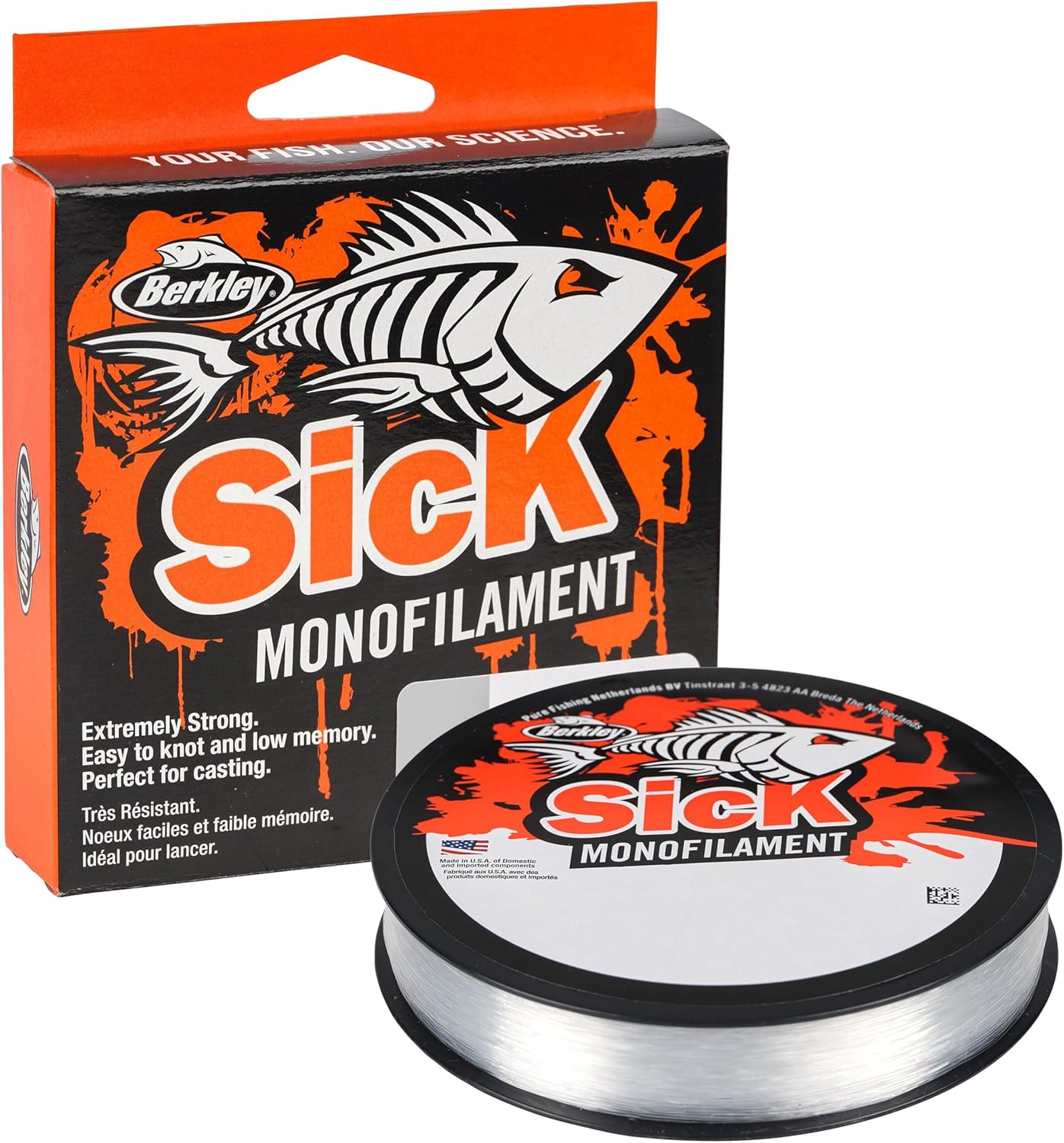 Fil de pêche Berkley Sick Nylon - Monofilament Solide, Peu d'élasticité, Peu de mémoire, résistant à l'abrasion et Parfait pour la pêche en Eau Douce et la pêche en mer 0.28mm - 6.9kg - 15lb - 300m