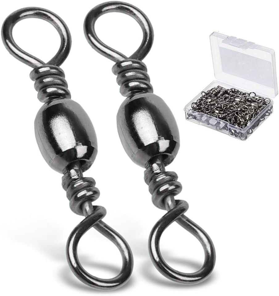 Haute résistance emerillon Peche Baril Anneau Solide Baril emerillon Peche Pivotant de pêche Matériel de pêche Roulant Ligne Eau Douce salée en Acier Inoxydable size10 (35lb) 100 pcs