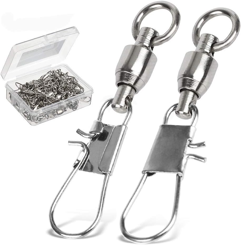 émerillons de pêche avec Verrouillage encliquetable roulement à Billes pivote émerillon de pêche émerillon Eau salée pêche en Eau Douce s'attaquer Leader connecteur size2 (29lb) 25 pcs