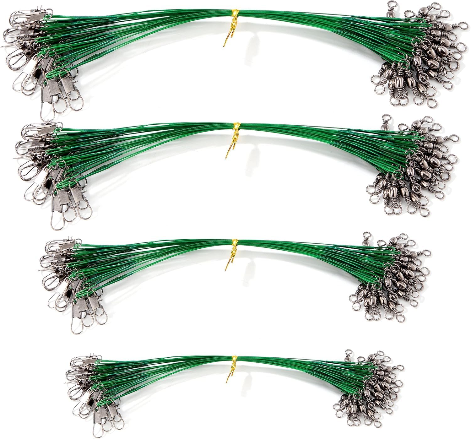 Bas de Ligne Anti Morsure 100 Pièces Câbles de Pêche en Acier Inoxydable Leaders de Pêche Rotatif Corde de pour Ligne Principale Cachée 4 Tailles de 15/20/25/30cm