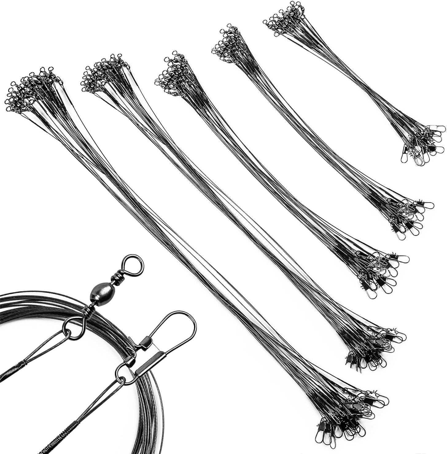 50 Pièces Bas de Ligne de Pêche, Ligne de Bas de Pêche, Leaders en Acier Pêche Ligne, pour la Pêche Toutes Sortes de Poissons pour Eau Salée et Eau Douce