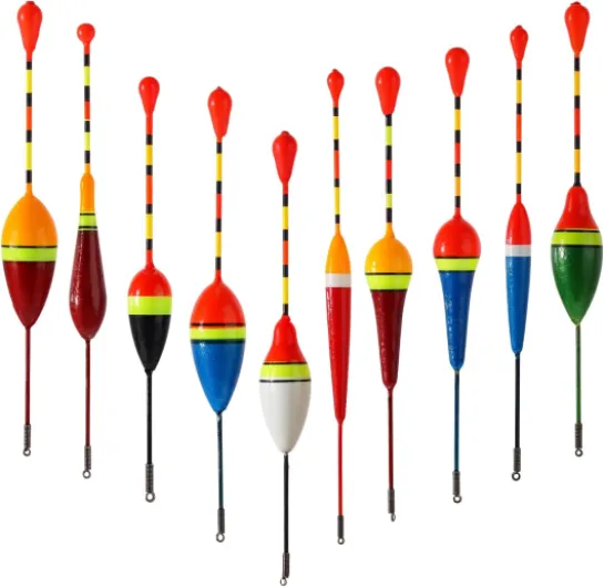 JIYIN Lot de 10 flotteurs de pêche, flotteurs de pêche, bobbers, pêche à la truite, accessoires de pêche et flotteurs pour différents types de poissons