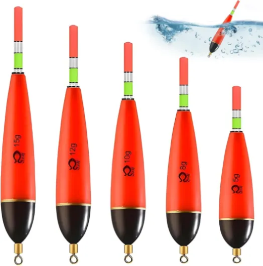 Liuchanghe Lot de 5 Flotteurs de Pêche, Flotteur Lumineux de Pêche Nuit, Différents Poids, pour la rivière l'étang et la Ruche