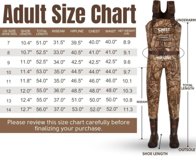 Waders De Poitrine En Néoprène Pour Enfants Et Adultes, Bootfoot, Pêche Et Chasse Casquettes De Camouflage, Cintre Wader Adulte (Hommes) 9