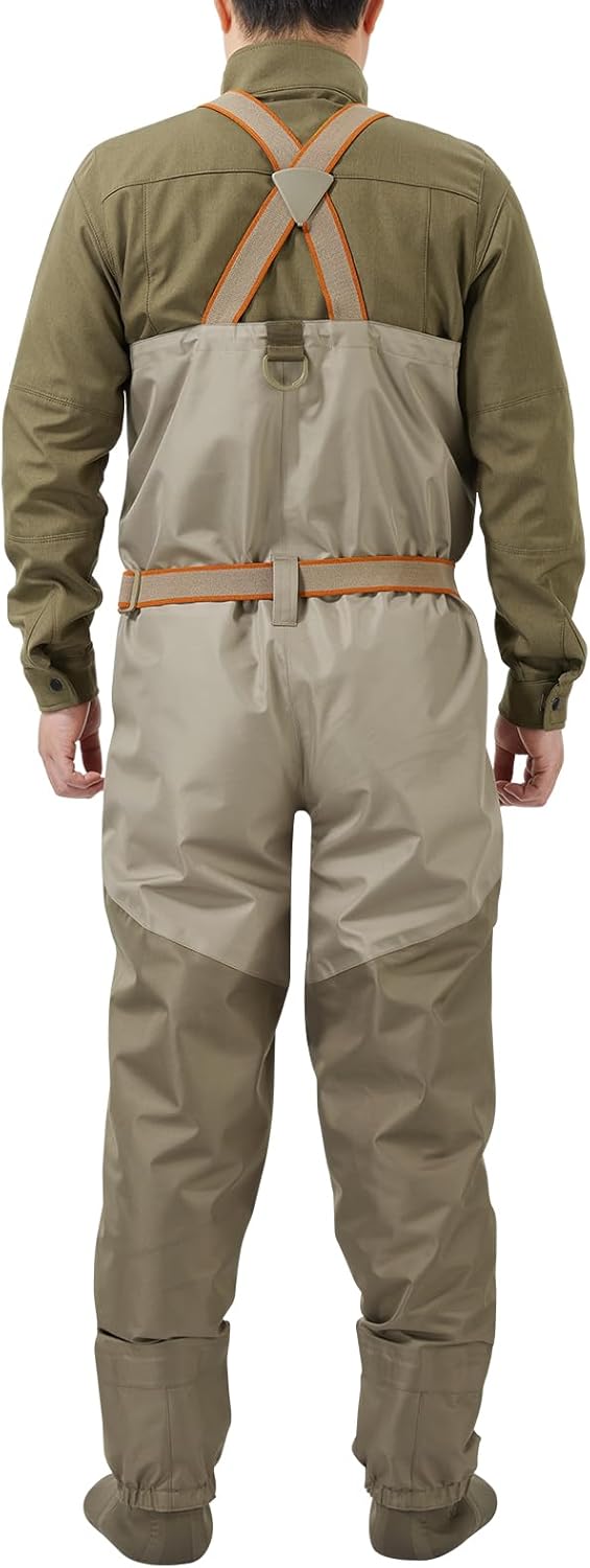 Hommes IMMERSE Tan Waders Bottes de Pêche à la Mouche Imperméables et Respirantes Bottes de Pêche à la Mouche pour la Chasse Légères Tan/Dun Large, Stocking Foot 9-10