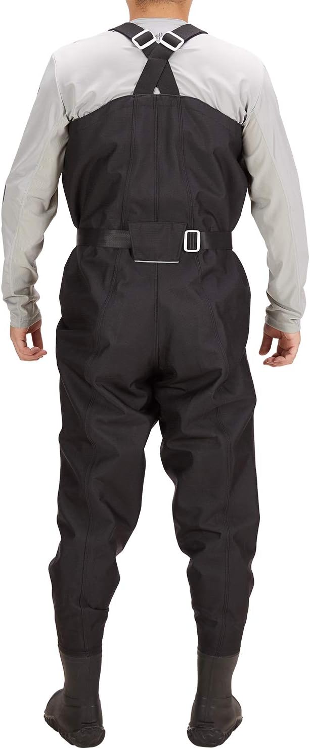 Cuissardes de pêche 3D Ultra Haute résistance en Nylon à Carreaux Noir PVC pêche Chasse Waders pour Hommes Carreaux noirs X-Large 10-11