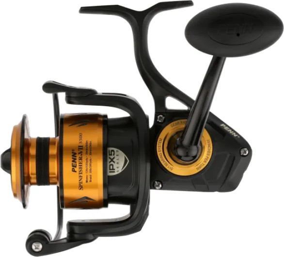Penn Spinfisher VII Spinner, Live Liner & Longcast - Moulinet de pêche en mer salée avec étanchéité IPX5 et CNC - pour Bateau, Depuis Le Rivage, et sur Les rochers - Plusieurs Tailles - Noir et Or 4500 Spinning