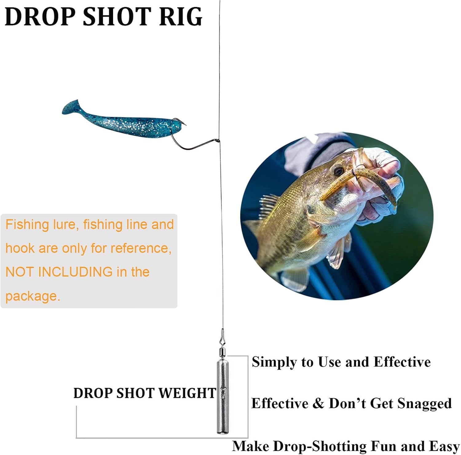 THKFISH Poids de pêche Hameçons Crochets Wacky Crochets Offset Plomb de pêche Poids Drop Shot Plateforme de largage 28pièces 103pièces 103 Pièces Articles de pêche