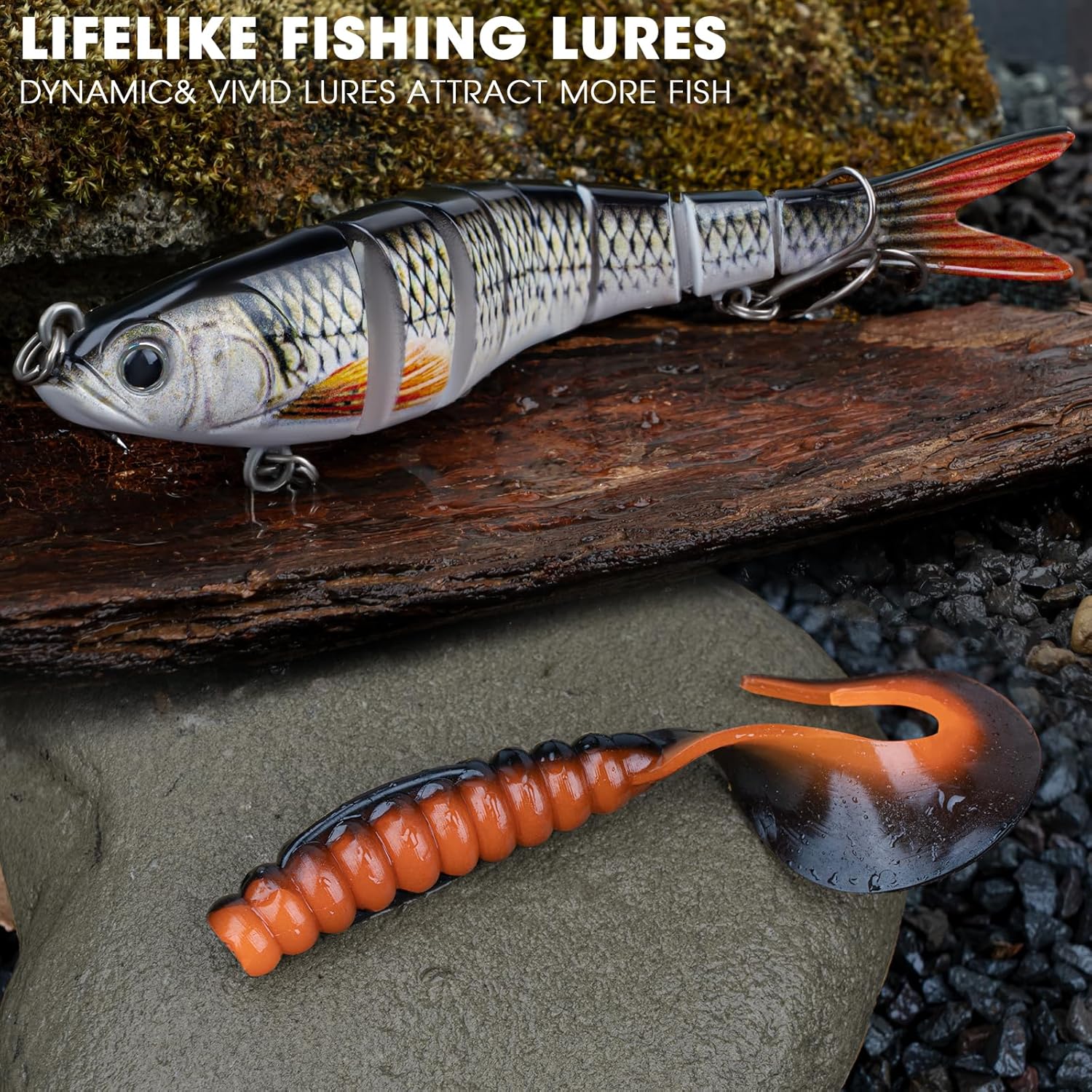 THKFISH Kit de leurres de pêche, kit d'équipement de pêche au bar pour eau douce et salée avec matériel inclus Appâts de surface, appâts spinners, grenouille, crochets/poids Accessoires Cadeau pour