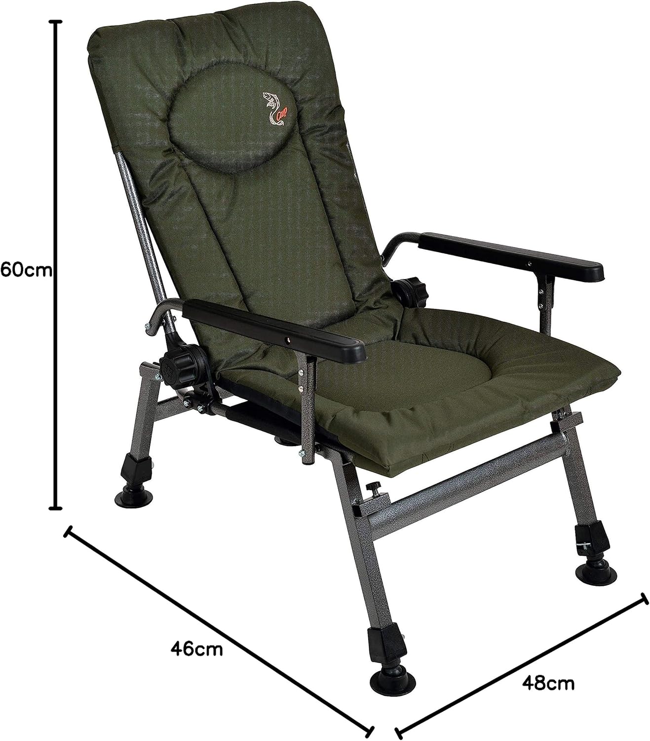 Chaise de pêche Carp F5R - Chaise de camping de luxe pour la pêche à la carpe - Table offrant une hauteur supplémentaires
