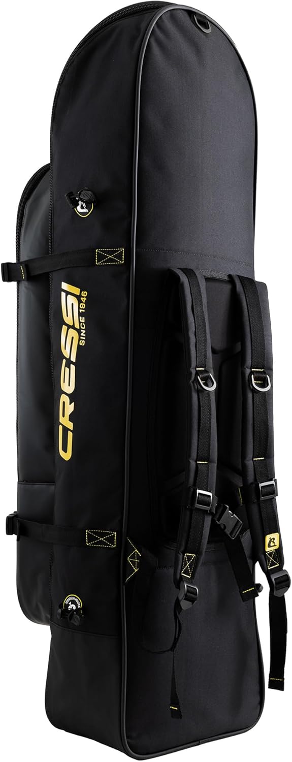 Cressi Piovra Dry Fins Backpack - Sac à Dos avec Traitement déperlant pour Palmes Longues et équipement de pêche/apnée, XL, Noir/Jaune, Unisexe