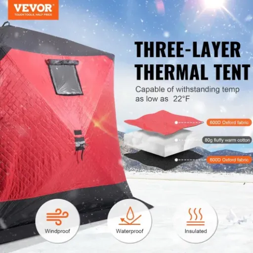 Test VEVOR Abri de Pêche sur Glace 3,3 x 3,3 m : la tente XL qui tient (à peu près) le froid