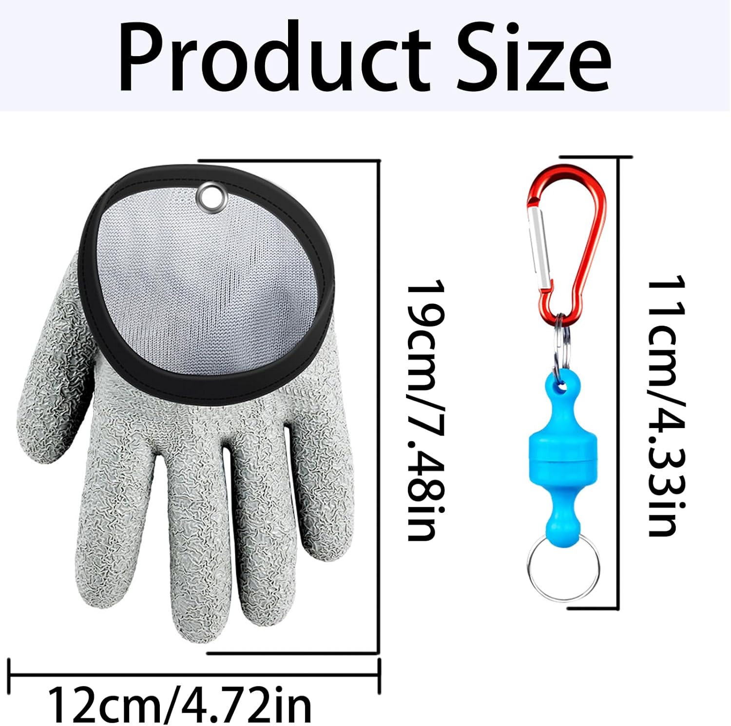 1 Paire 19 cm Gants De Pêche Accessoires Peche Gant Anti Coupure Peche Carnassiers Gants Anti-Coupure Anti-Dérapant avec Fermeture Magnétique en 1 Pièce Une Manipulation Sûre du Brochet (Gris)