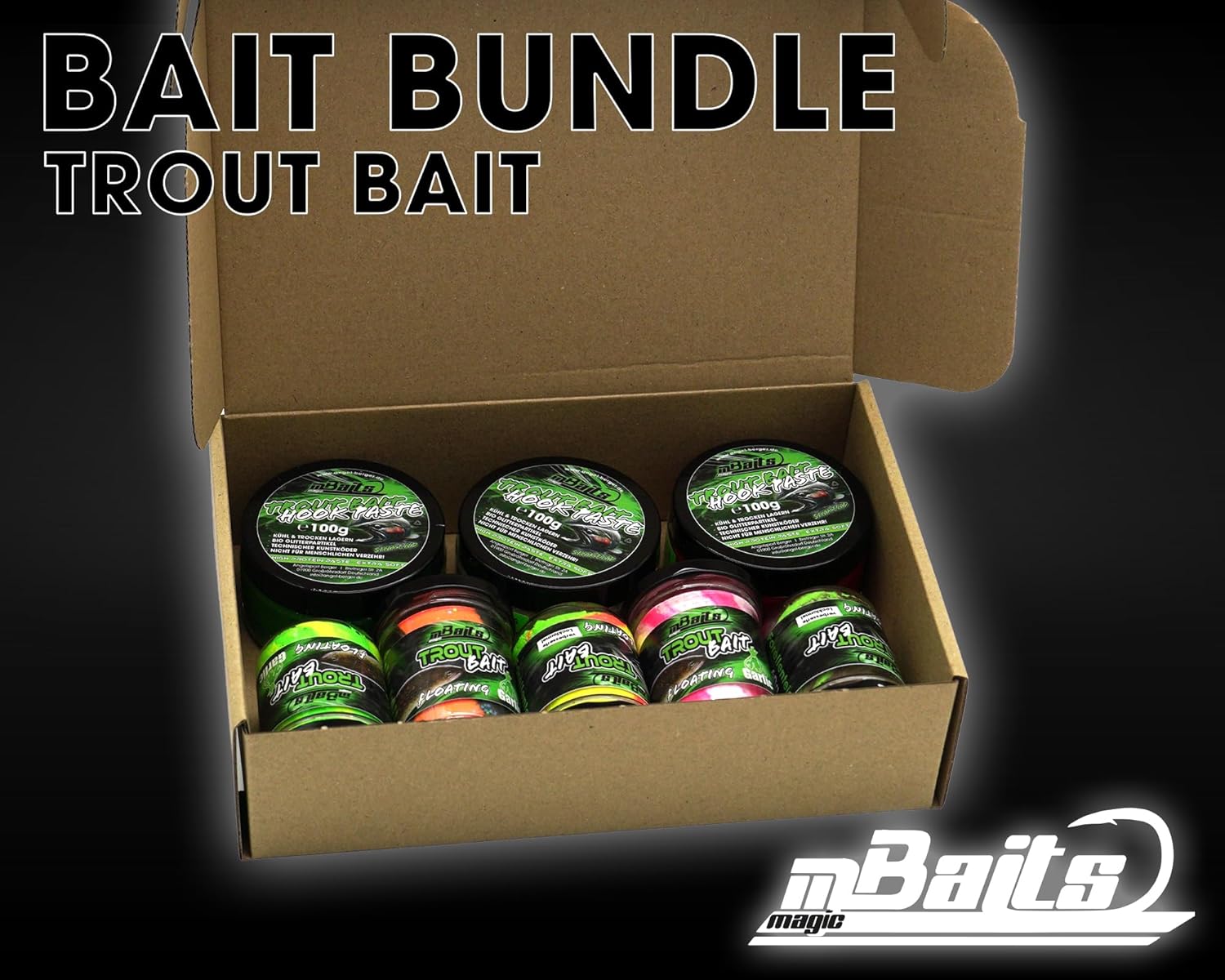 Magic Baits Pack de leurres pour truites Tout en un Set économique Pack économique de leurres pour truites Pâte à truite Appât pour pêche flottant enfonçant
