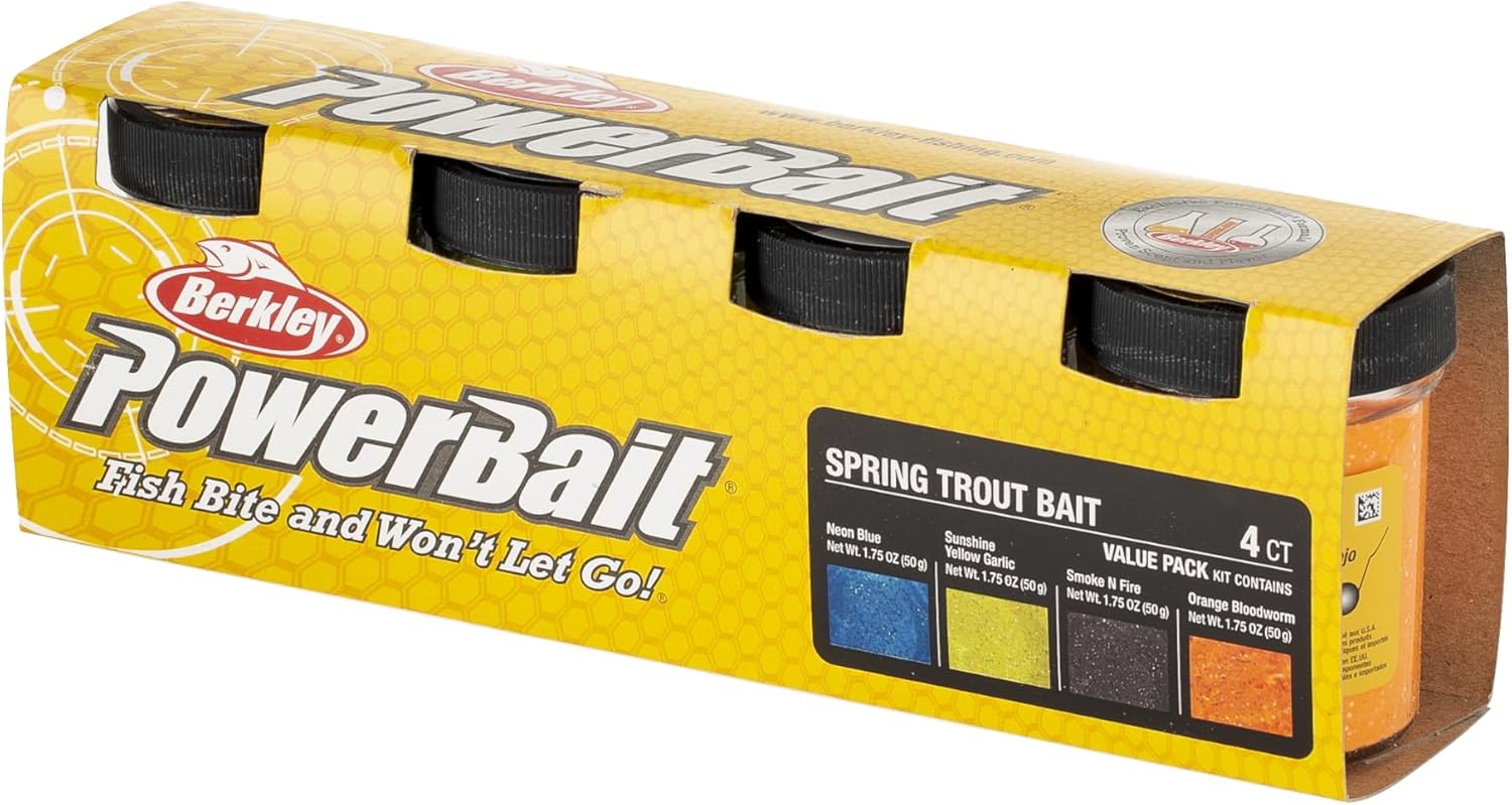Berkley PowerBait Trout Dough Season Pack, 4 Couleurs et Saveurs pour la pêche à la Truite Tout au Long de l'année, appâts parfumés et moulables pour Les Lacs, rivières et ruisseaux,Spring Pack
