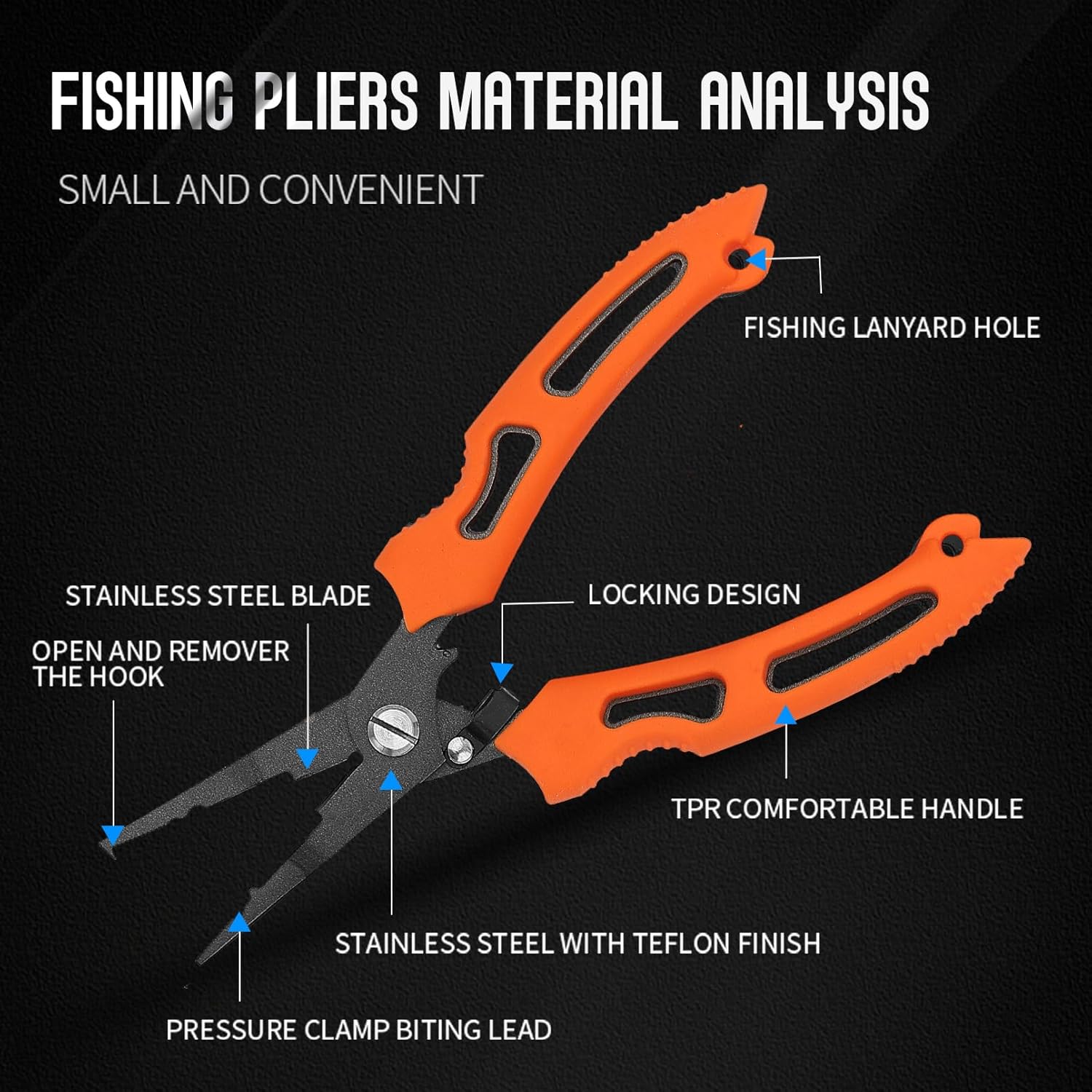 Croch Kit d'outils de pêche - Plier de pêche multifonction pour couper, décrocher, sertir et ouvrir des anneaux de blocage - Résistant à la corrosion - Poignée antidérapante - Convient pour l'eau Kit polyvalent