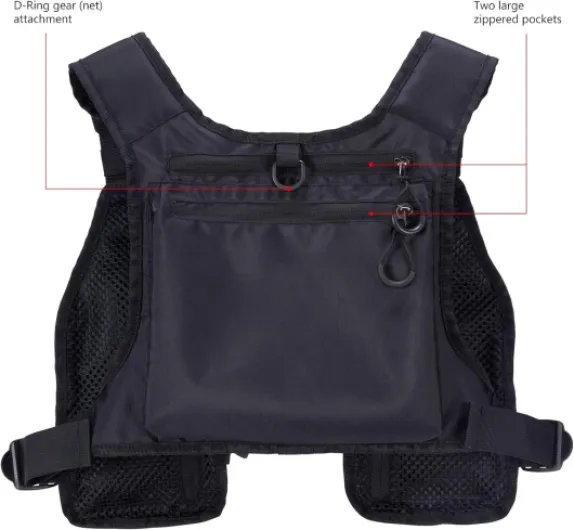 FV08 Gilet de pêche à la mouche ultra léger pour homme et femme Taille unique Noir Taille unique
