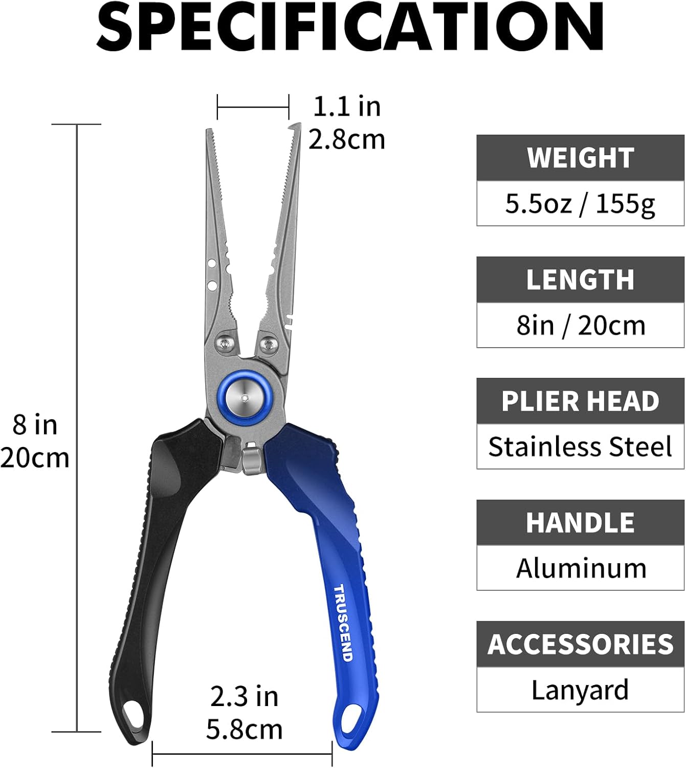 Pinces de Pêche Verrouillables avec Manche Ergonomique Innovant, Outil de Peche Résistant à l'eau salée revêtu de téflon, équipement de pêche Multifonction avec coupeur Mo-V, Cadeau de pêche C4-bleu