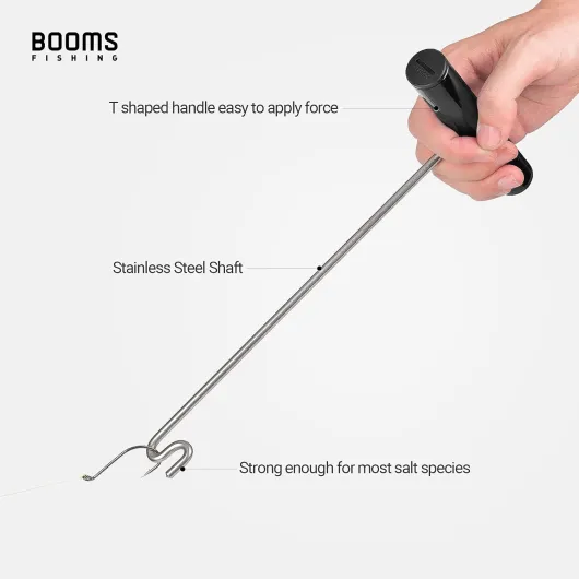 Perches Pêche R08 Pêche Crochet Remover Outils à l'eau salée Dehooker Shark Crochet Remover 27,9 cm, Push and Pull, Black