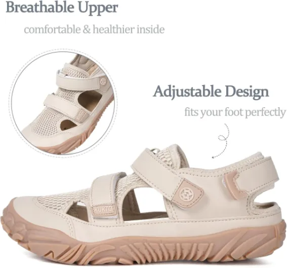 Hsyooes Sandales Sport Femme Chaussures de Marche Homme Chaussures de Plage Été Sandales de Randonnée Réglables d'extérieur 41 EU Beige