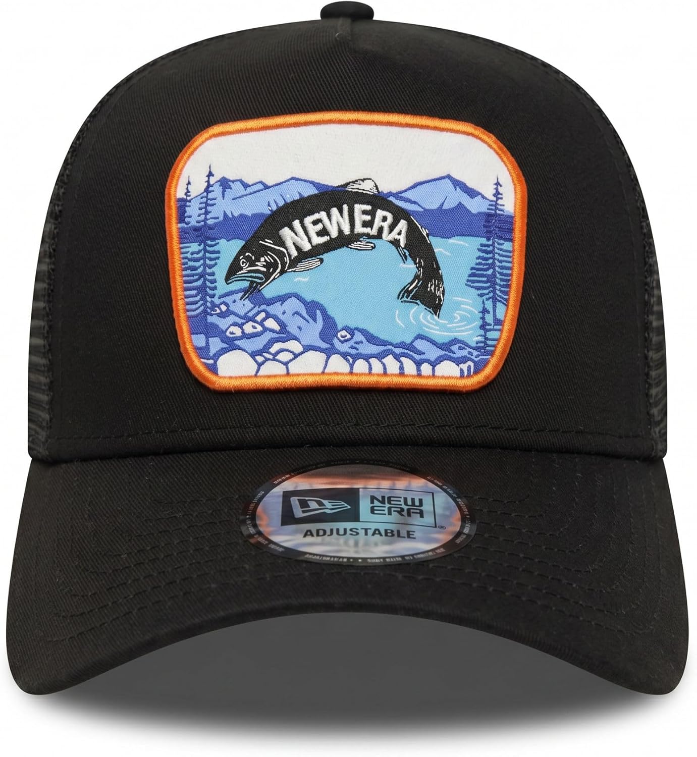 Fishing Olive A-Frame Adjustable Trucker Cap Taille unique Noir