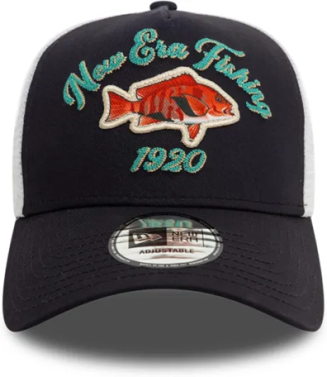 A-Frame Mesh Trucker Cap - Fishing 1920 Navy