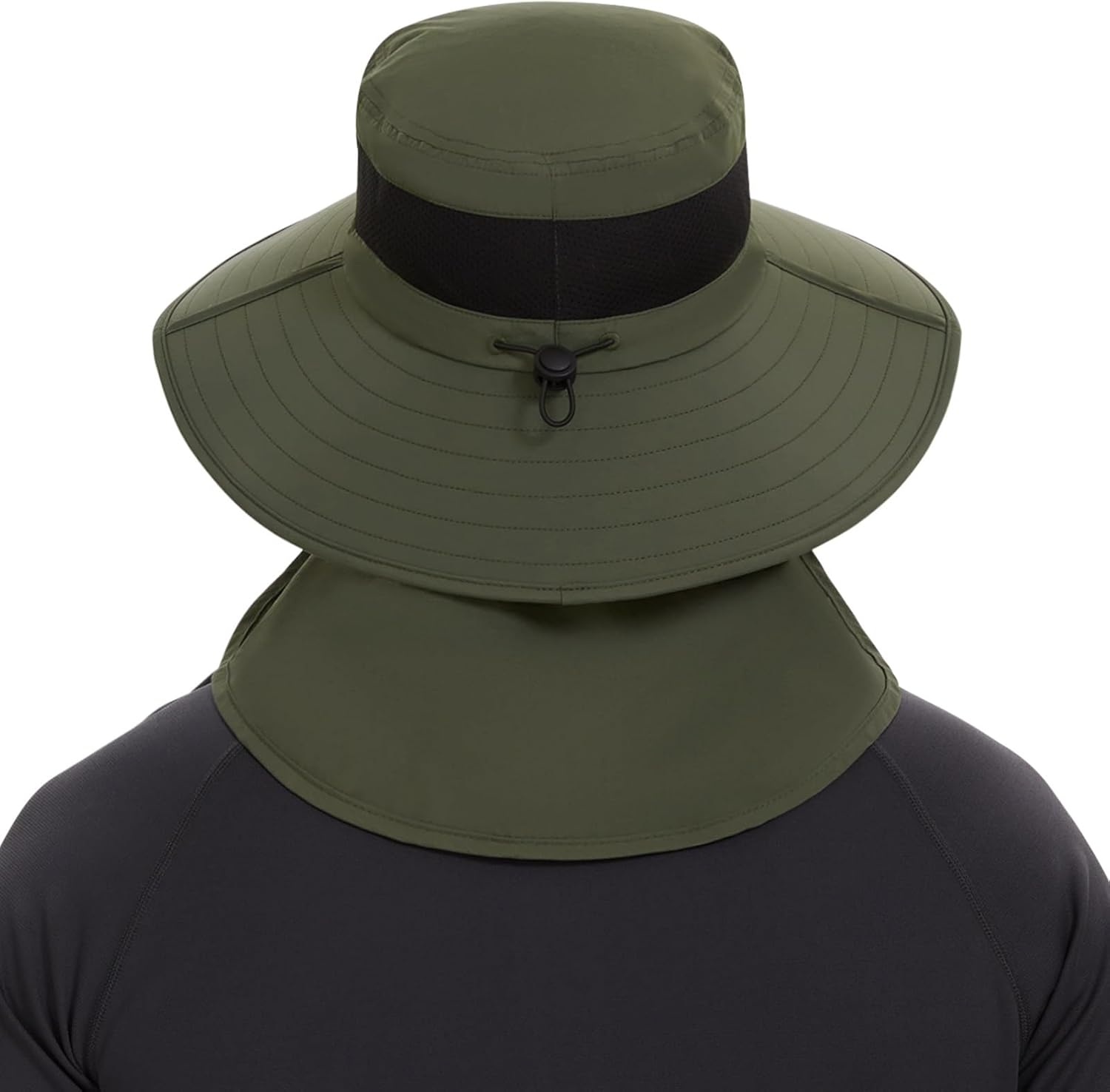 Chapeau de Soleil Respirant UPF 50+ avec Couvre-Visage Amovible et Rabat de Cou Chapeau Unisexe à Large Bord résistant à l'eau pour la pêche la randonnée l'extérieur Les Hommes et Les Femmes Taille unique Vert Militaire