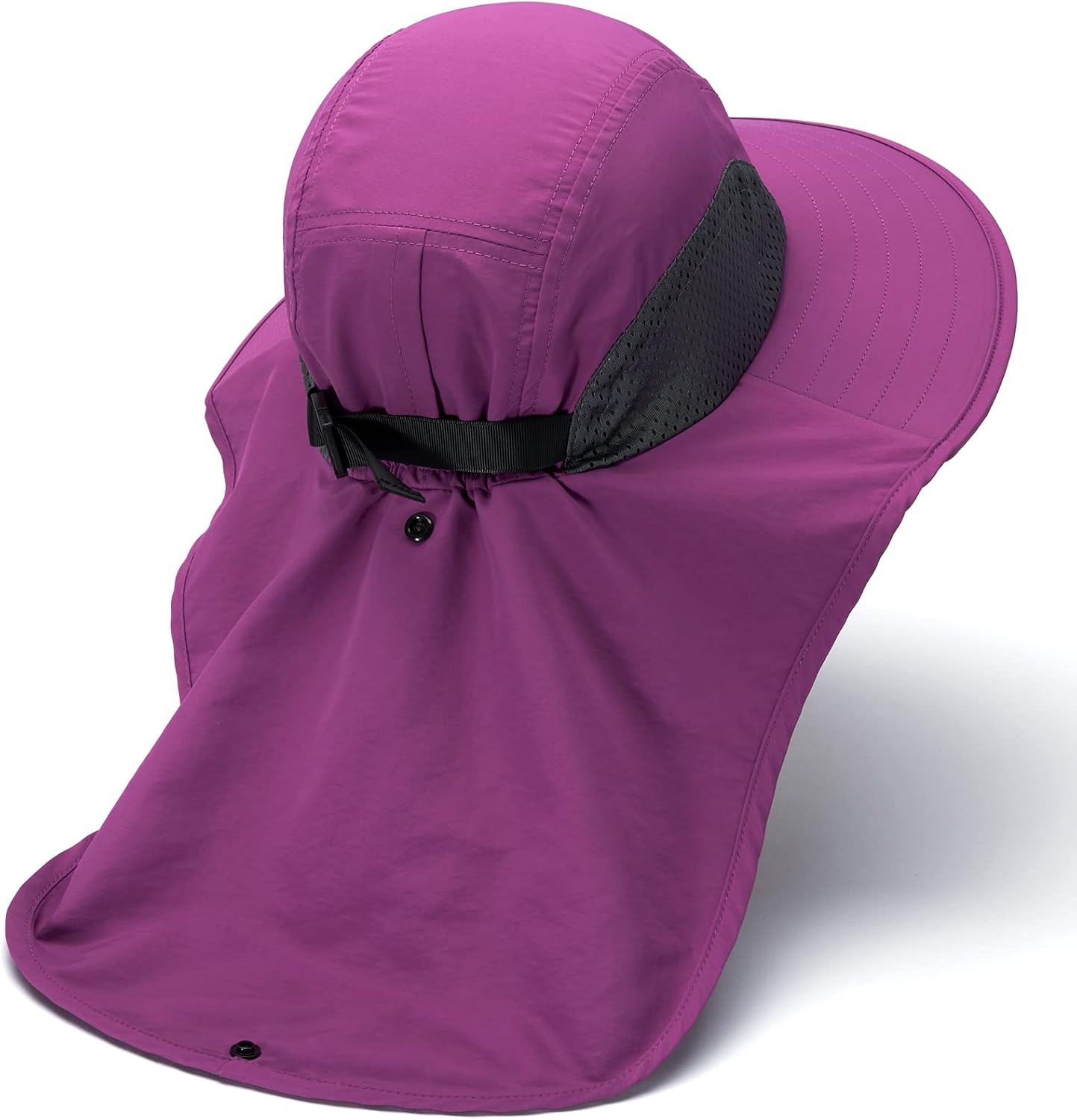 Chapeau de Soleil Unisexe Femmes Chapeau de Soleil UPF 50+ Large Bord avec Grande Protection de la Nuque - Queue de Cheval - pour Homme et Femme Taille unique Orchidée pourpre