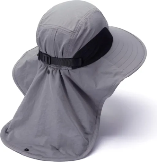 Chapeau de Soleil Unisexe Femmes Chapeau de Soleil UPF 50+ Large Bord avec Grande Protection de la Nuque - Queue de Cheval - pour Homme et Femme Taille unique gris clair