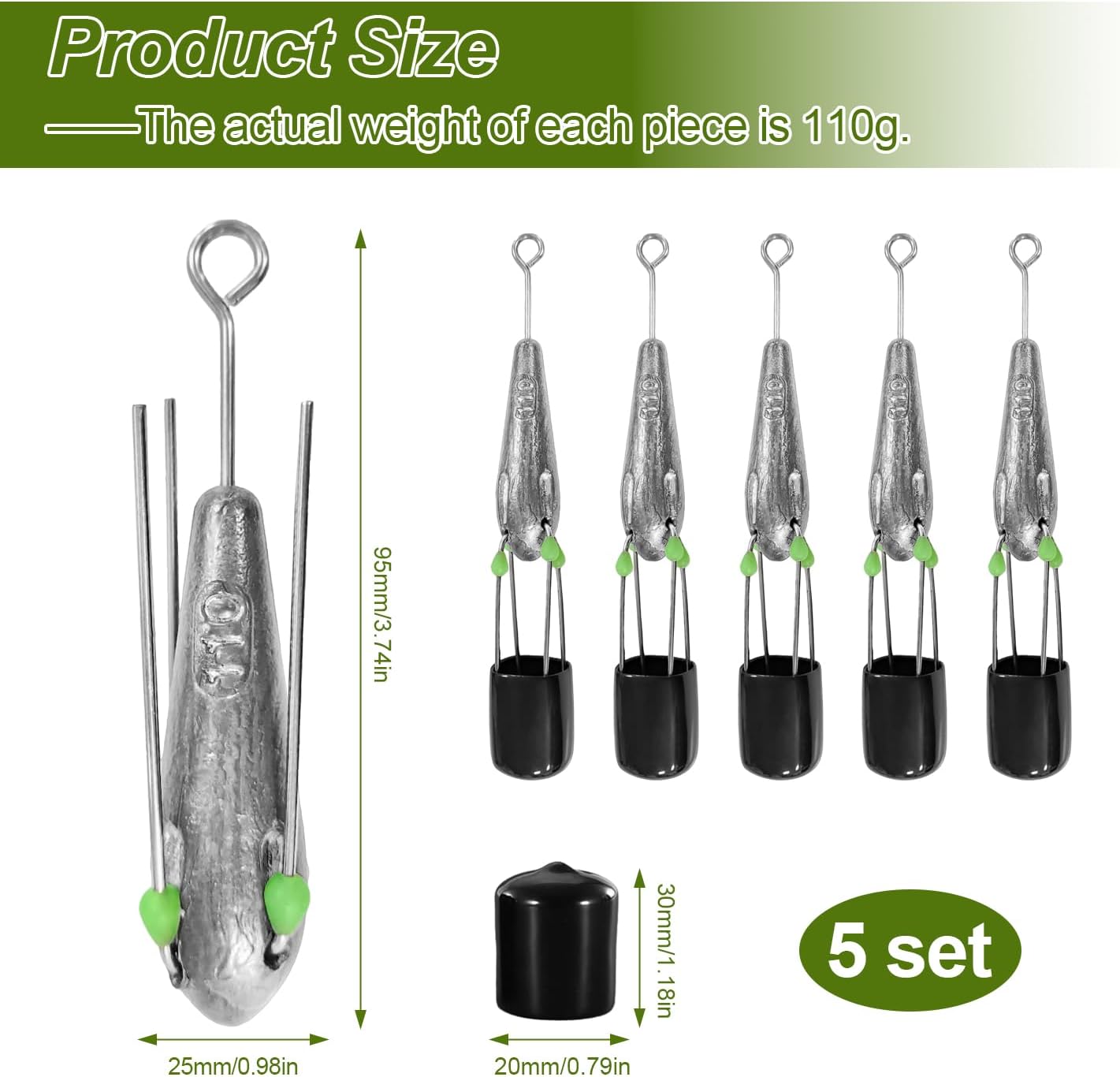 5 Ensemble 110g Plomb Peche en Mer Surfcasting Plomb Grappin Peche Mer Surfcasting Plombs de Pêche pour Divers Plans d'eau avec 4 Pieds Acier Inoxydable Accessoires de Pêche pour Drop Shot