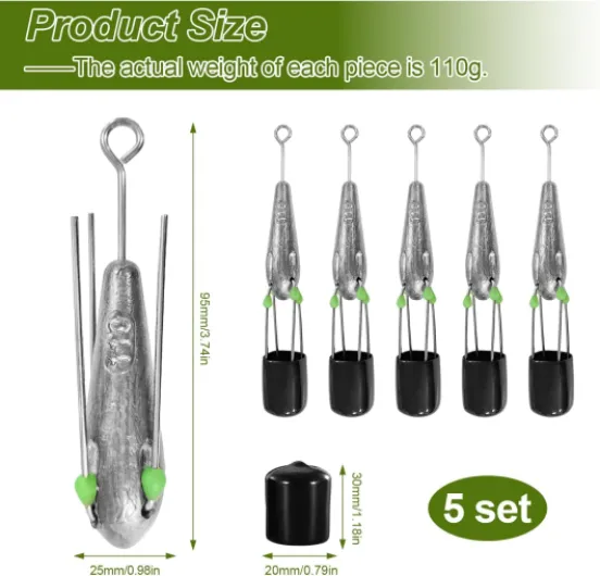 5 Ensemble 110g Plomb Peche en Mer Surfcasting Plomb Grappin Peche Mer Surfcasting Plombs de Pêche pour Divers Plans d'eau avec 4 Pieds Acier Inoxydable Accessoires de Pêche pour Drop Shot
