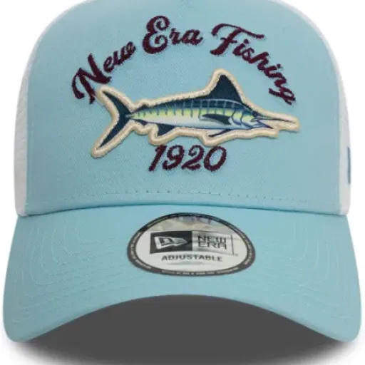 Test New Era A-Frame Mesh Trucker Cap Fishing 1920 Sky Blue : une casquette sympa pour la pêche et l’été, sans grosse surprise