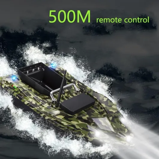 Bateau amorceur,12000mah Batteries de grande capacité Bateau amorceur pêche ,500m Télécommande,1.5kg Trémie de chargement.résistant au vent et aux vagues,avec sac à main - Offrez des antennes, des héli Bait Boat 4