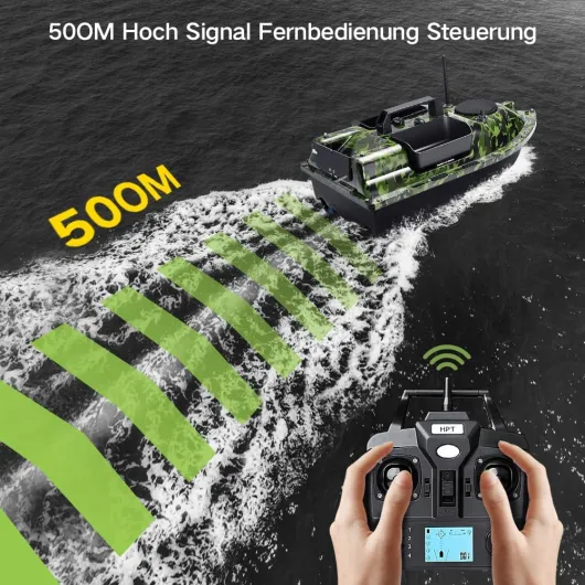 12000mah 500M 3 trémies GPS barchino carpfishing Bait Boat Carp Hook Post bateau de pêche, capteur LCD Fishfinder, avec sac, batterie de grande capacité, offre des antennes, Bait Boat 3 with Fishfinder