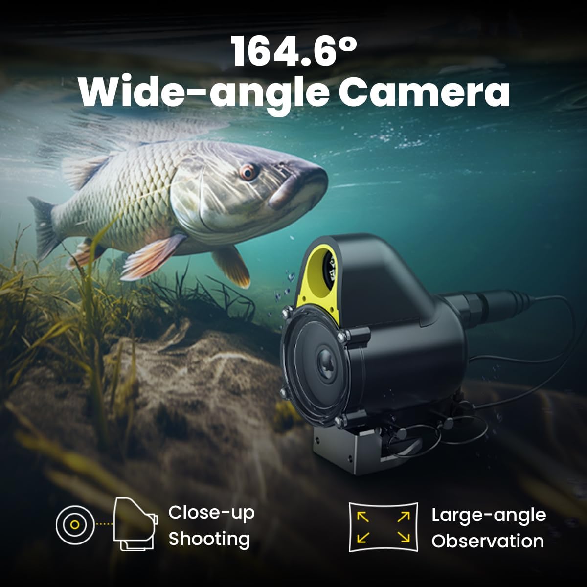 Kit de caméra de pêche sous-marine Chasing Canfish CF1, Fishfinder vidéo portable Full HD 1080P, Observation en temps réel via contrôle à distance APP, Caméra de pêche