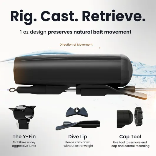Westin Underwater Explore Camera 28 g – Accessoires de pêche pour la pêche à la Carpe, caméra de Trail avec Full HD 1080p, étanche 200 m, Couleurs Vives, Batterie 1 h 25 Min