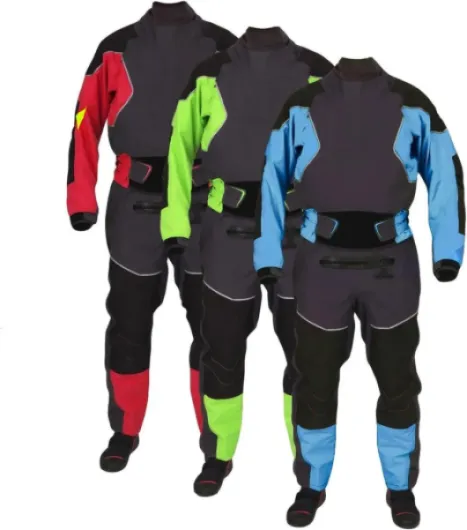 Combinaison étanche de kayak 4 couches for hommes Joints en latex au cou et aux poignets Surjupe à double réglage Velcro néoprène verrouillable Pour La Pagayage, La Pêche Rouge XXL