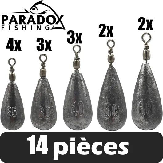 Lot Plomb Peche 5g à150g I 10g 15g 20g 25g 30g 40g 50g 60g 80g 100g 120g 150g I sinkers Carpe Plomb 25g-60g 14 pièce